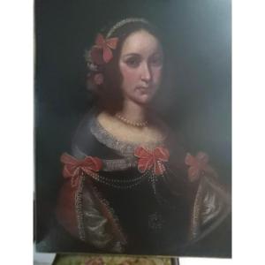 XVII Portrait On Canvas Of Woman